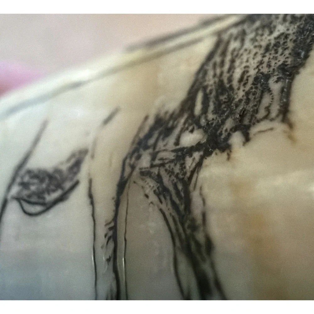 Handmade Powder Horn‎ w/ Scrimshaw Elk Scene Strap Western Decor/Reenactment.